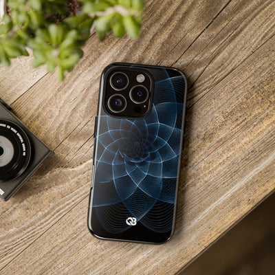 Blue Tough Phone Case for iPhone - Cobalt Geometric Bloom