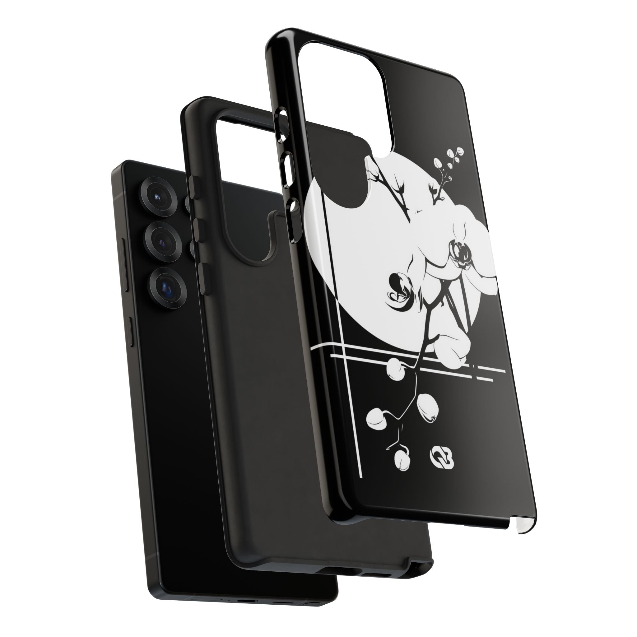 Black Tough Phone Case for Samsung - Lunar Orchid Grid