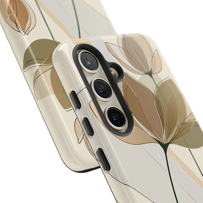 Beige Tough Phone Case for Samsung - Muted Ochre Petals