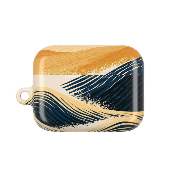 Golden Horizon Waves · Hard Case for AirPods & AirPods Pro · Blue