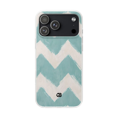 Teal Painted Chevron · Soft Phone Case for iPhone