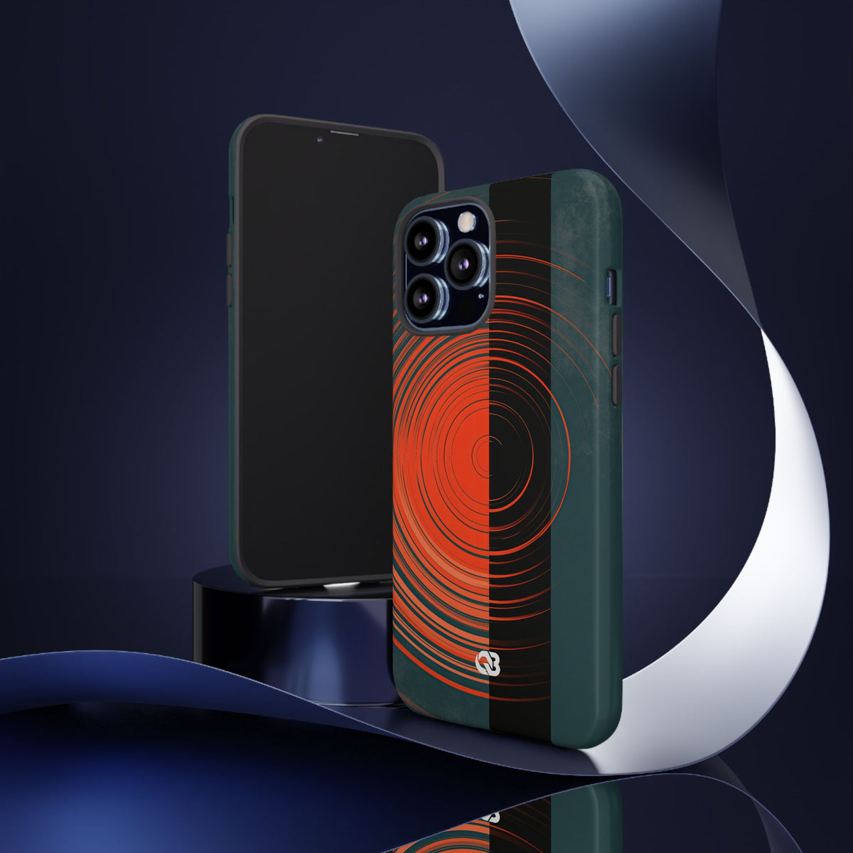 Teal Tough Phone Case for iPhone - Burnt Slate Radial