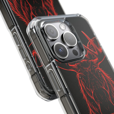 Nordic Moose Contour · Clear Impact Magnetic Phone Case for iPhone ·  Red