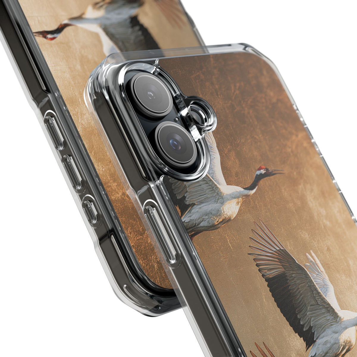 Golden Crane Flight · Clear Impact Magnetic Phone Case for iPhone · Gold