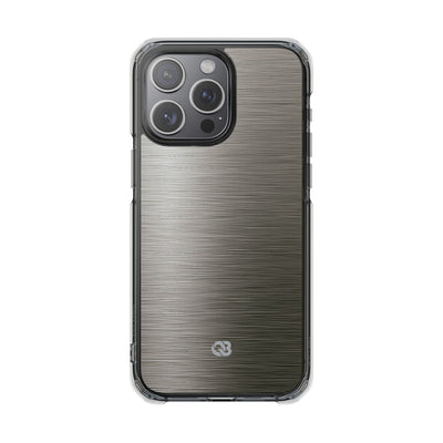 Grey Impact MagSafe Phone Case for iPhone - Brushed Industrial Steel