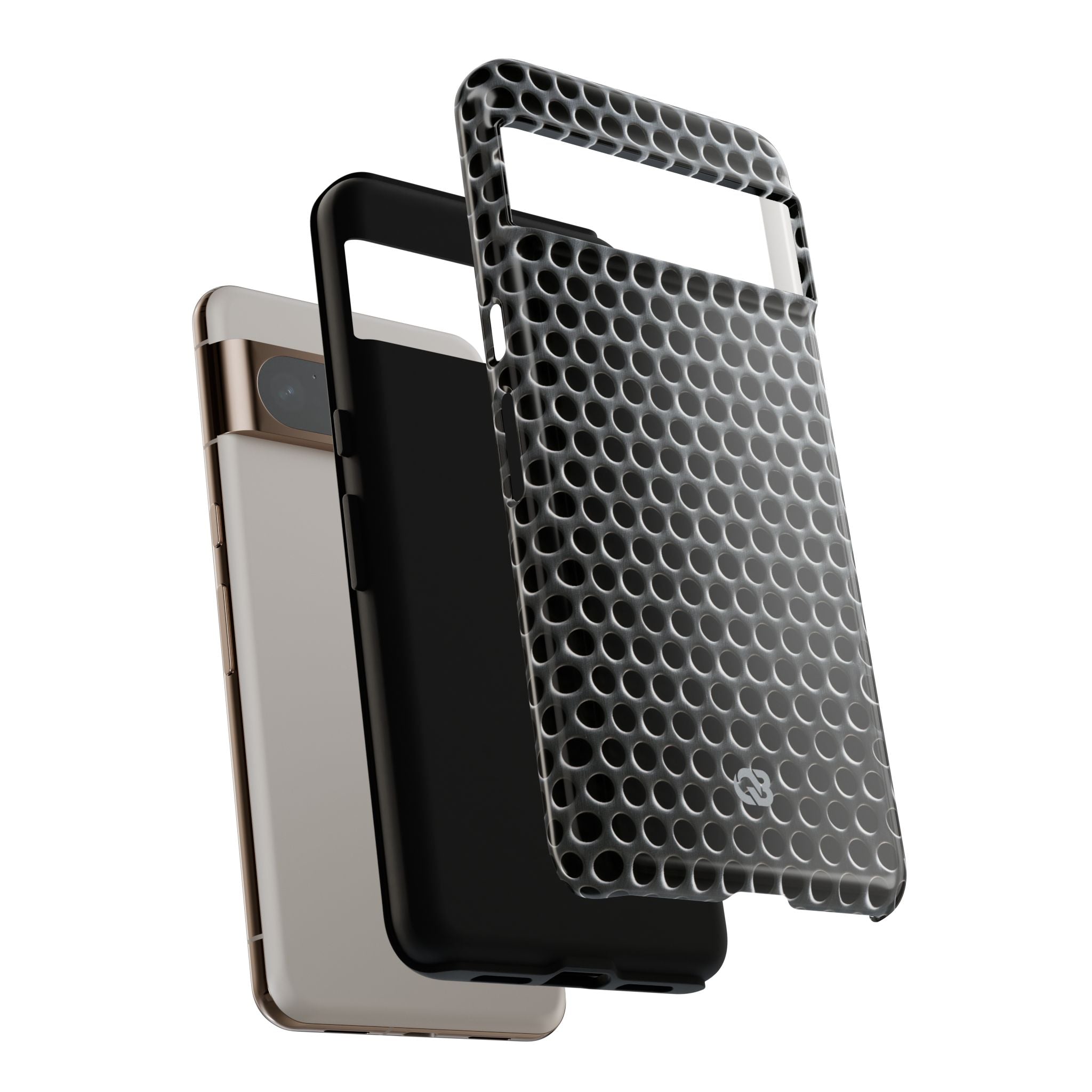Silver Tough Phone Case for Google Pixel - Brutalist Steel Mesh