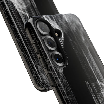 Black Tough Phone Case for Samsung - Ghost Urban Wireframe