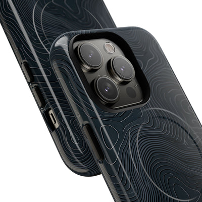 Black Tough 2.0 Magsafe Phone Case for iPhone - Obsidian Ridge Topo