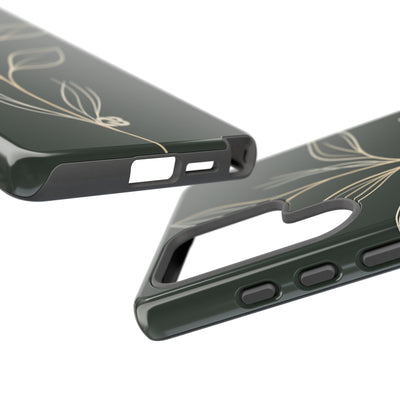 Minimal Botanical Stem · Tough Phone Case for Samsung · Green