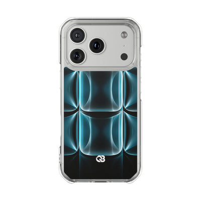 Translucent Cyber Grid · Clear Impact Magnetic Phone Case for iPhone ·  Teal