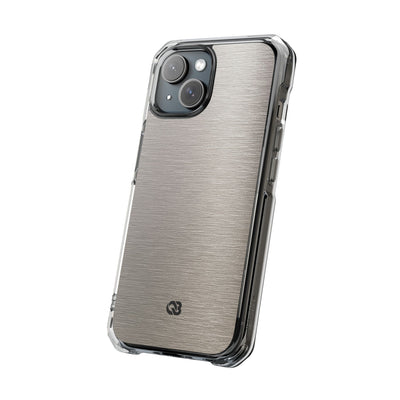 Grey Impact MagSafe Phone Case for iPhone - Brushed Nickel Linen