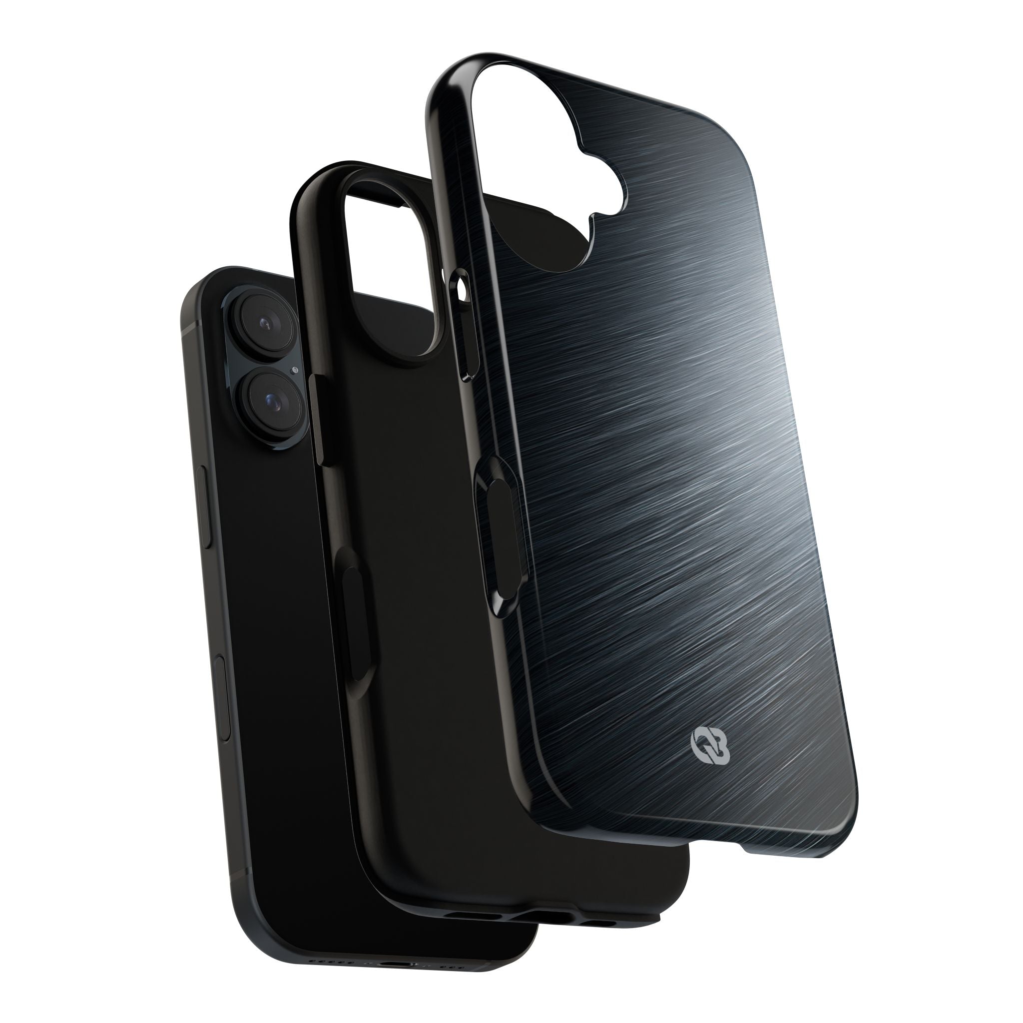 Grey Tough Phone Case for iPhone - Charcoal Brushed Steel