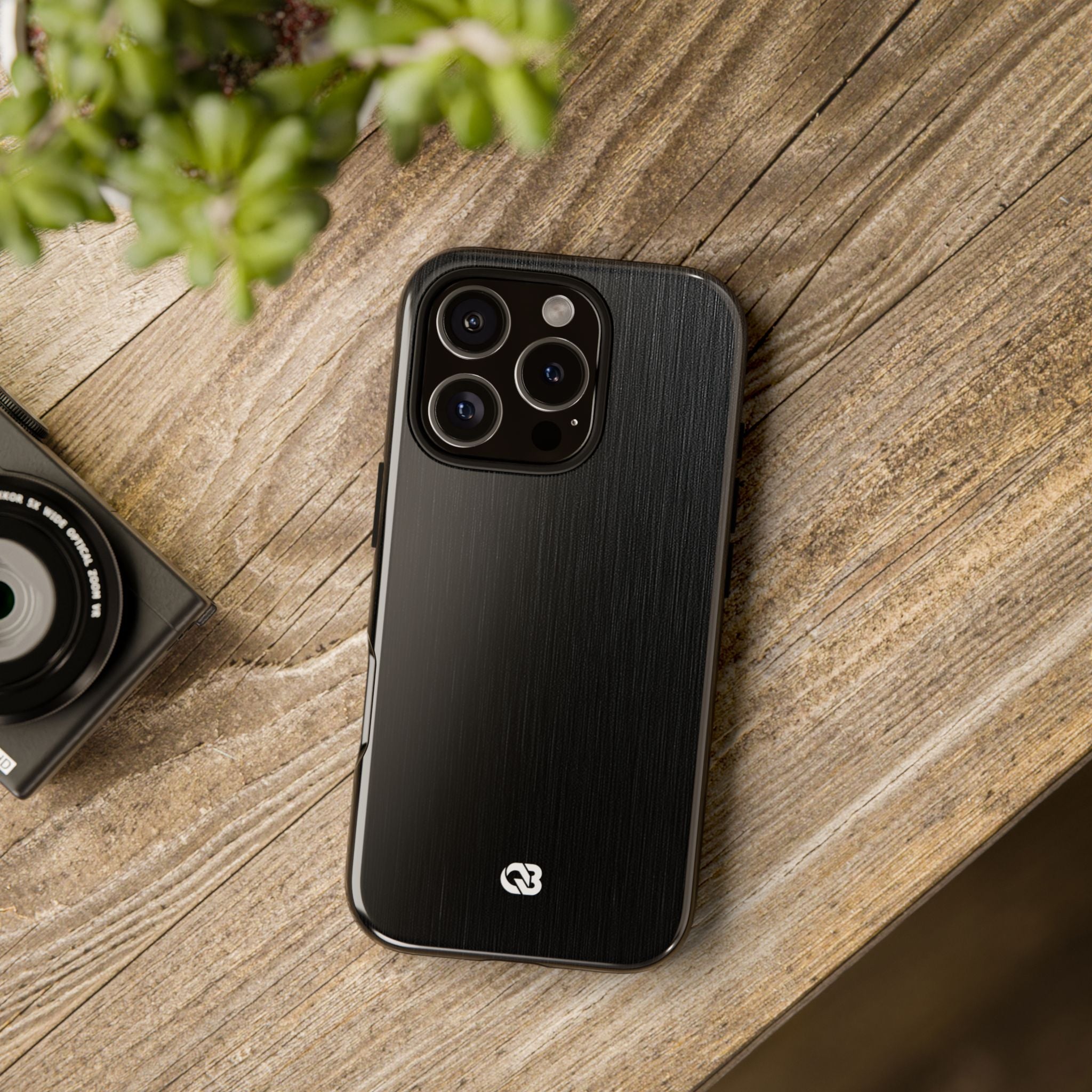 Black Tough Phone Case for iPhone - Brushed Obsidian Slate