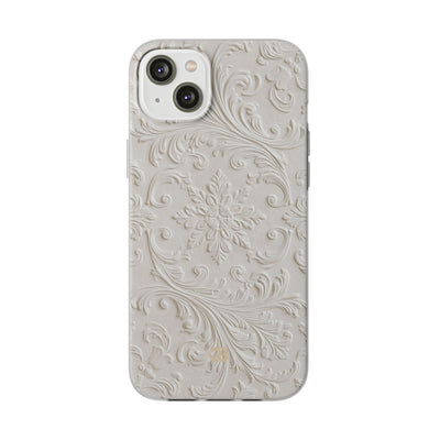 White Lite Phone Case for iPhone - Alabaster Floral Relief