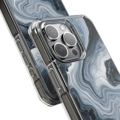 Suminagashi Ink Flow · Clear Impact Magnetic Phone Case for iPhone · Grey