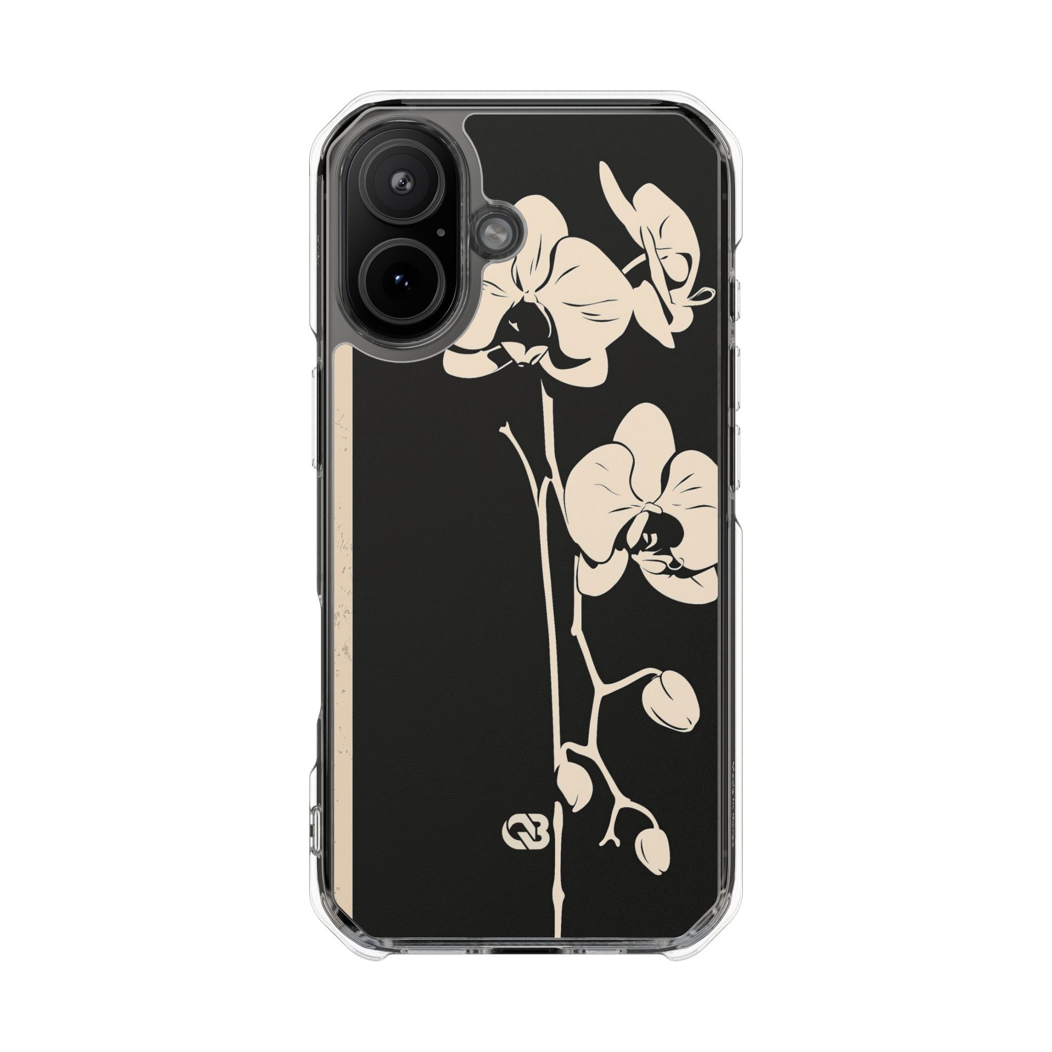 Black Impact MagSafe Phone Case for iPhone - Obsidian Bone Orchid