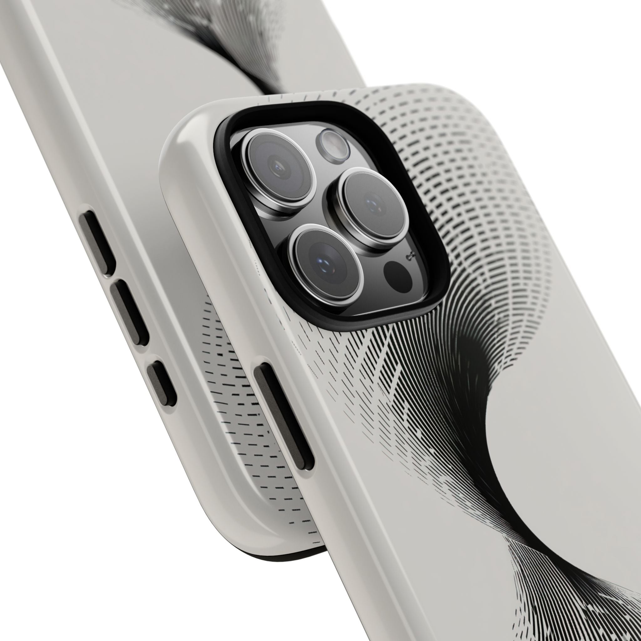 White Tough Phone Case for iPhone - Linear Torsion Grid