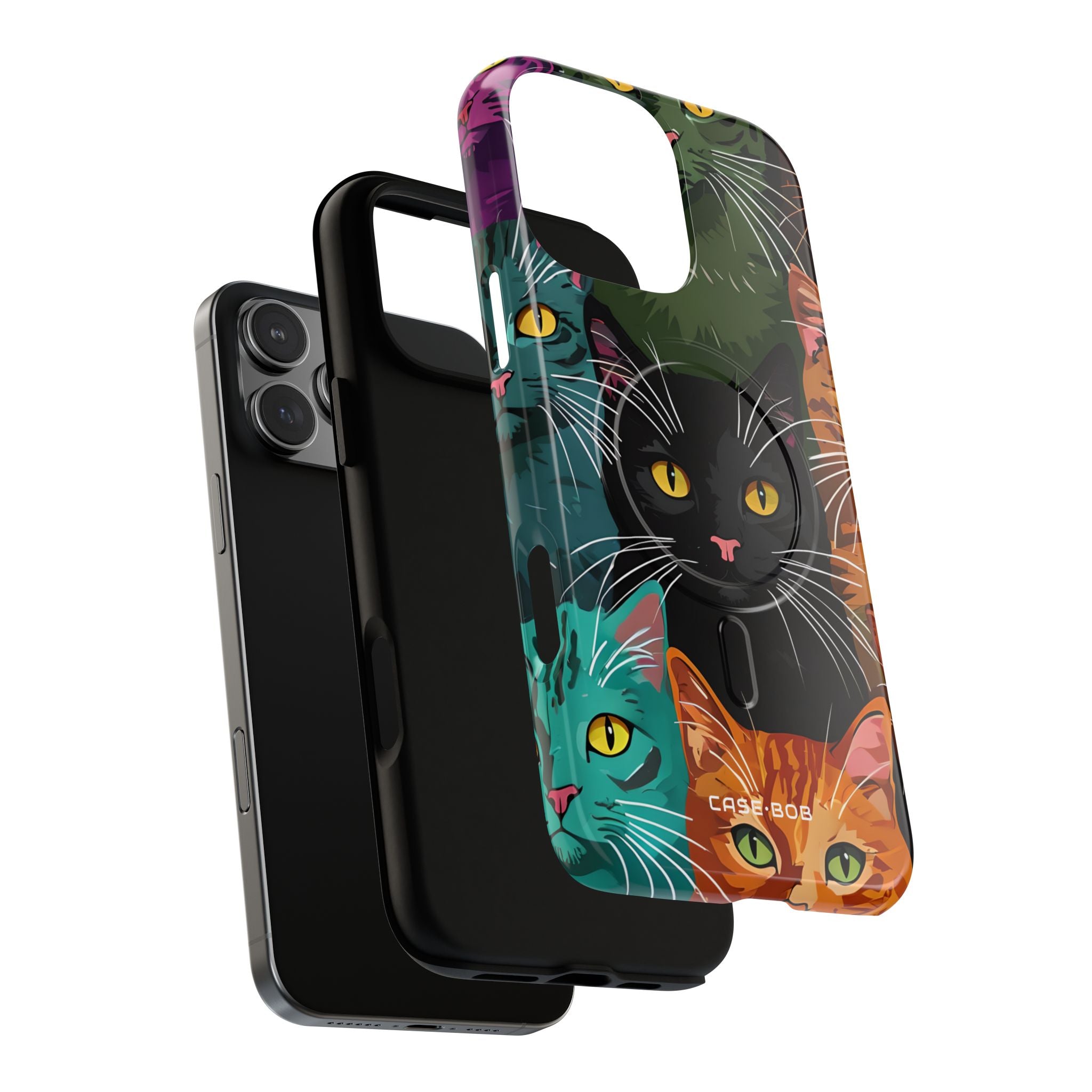 Teal Cat Grid iPhone 16 Pro Max Case - Tough+