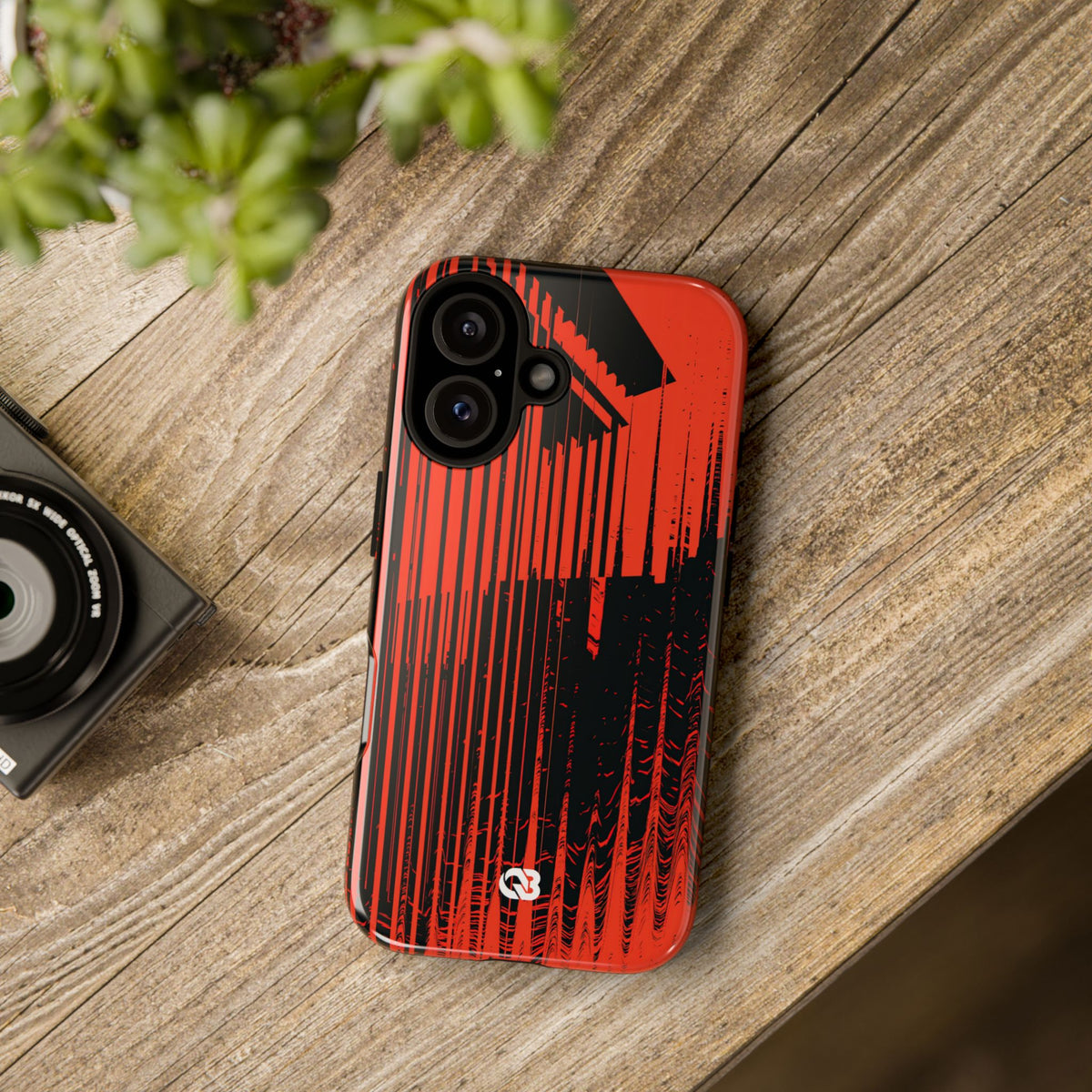Red Tough Phone Case for iPhone - Crimson Brutalist Distortion