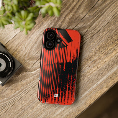 Red Tough Phone Case for iPhone - Crimson Brutalist Distortion