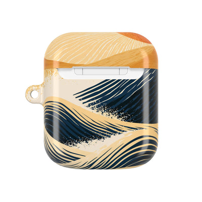 Golden Horizon Waves · Hard Case for AirPods & AirPods Pro · Blue