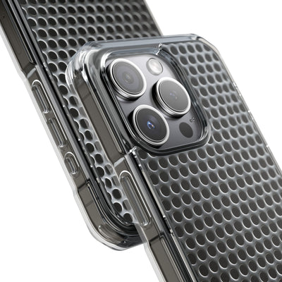 Brushed Perforated Steel · Clear Impact Magnetic Phone Case for iPhone ·  Silver