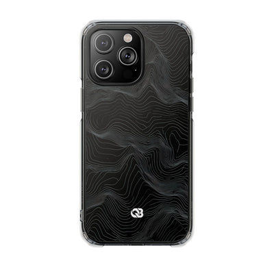 Black Impact MagSafe Phone Case for iPhone - Obsidian Topo Wireframe