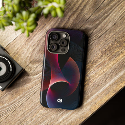 Black Tough Phone Case for iPhone - Cobalt Crimson Flux