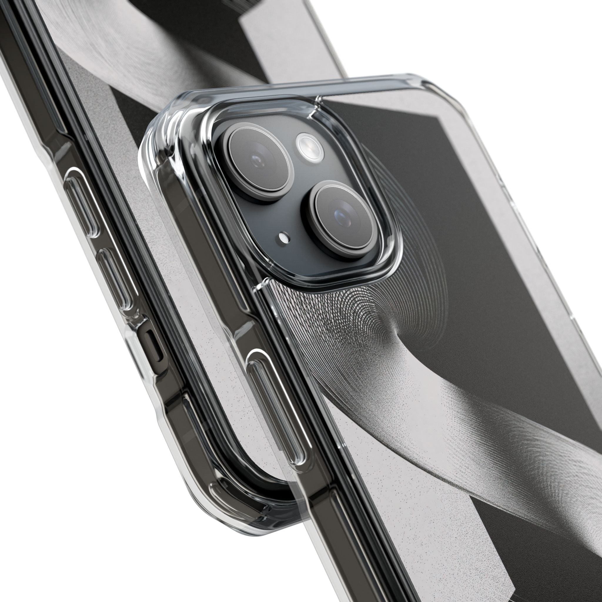 Grey Impact MagSafe Phone Case for iPhone - Obsidian Moiré Wave