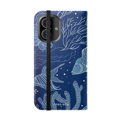 Sininen skaala-riutta - iPhone 16 -kotelo - lompakko