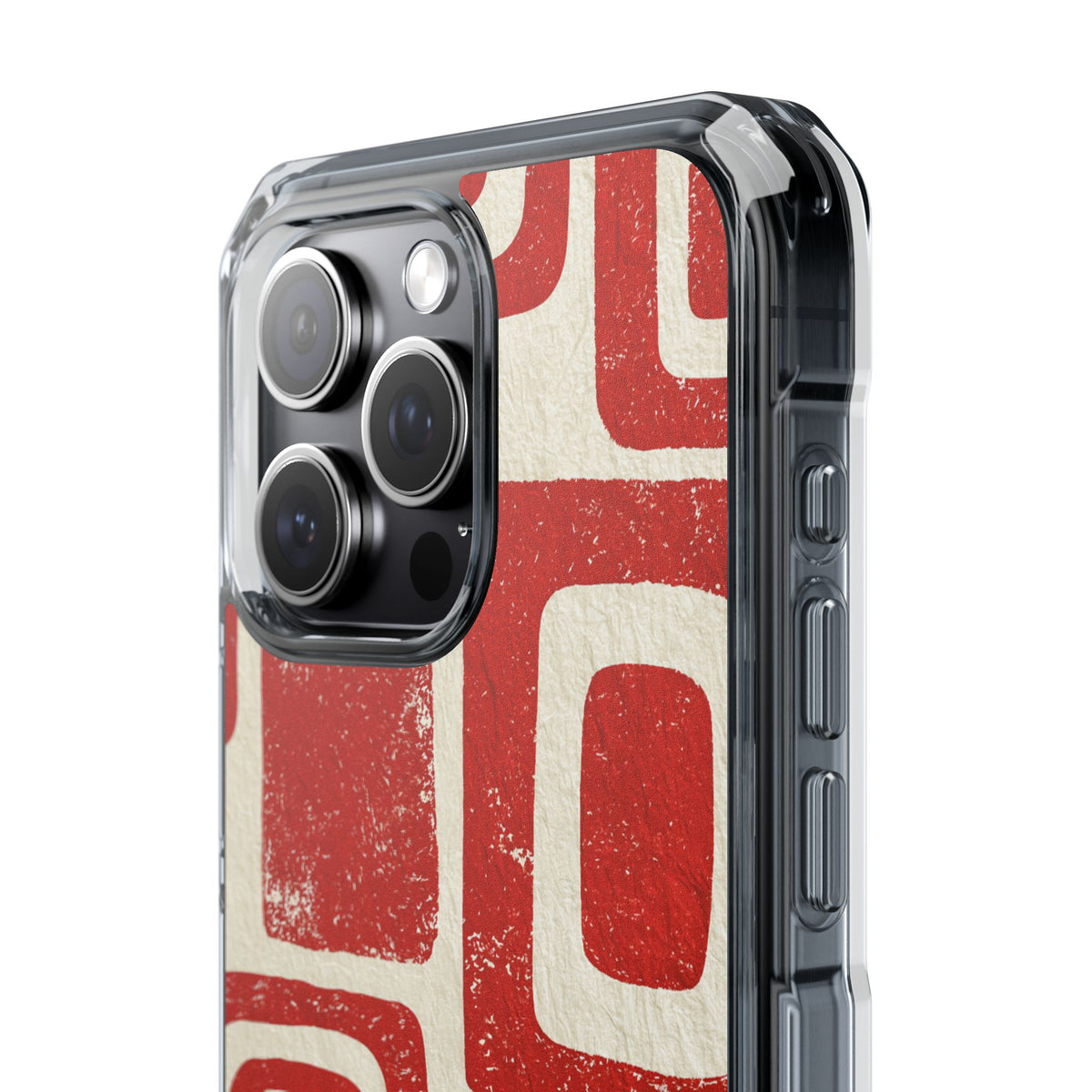 Vermilion Block Motif · Clear Impact Magnetic Phone Case for iPhone · Red