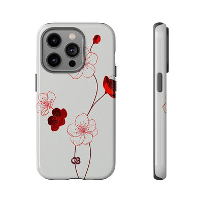 Red Tough Phone Case for iPhone - Kyoto Ember Bloom