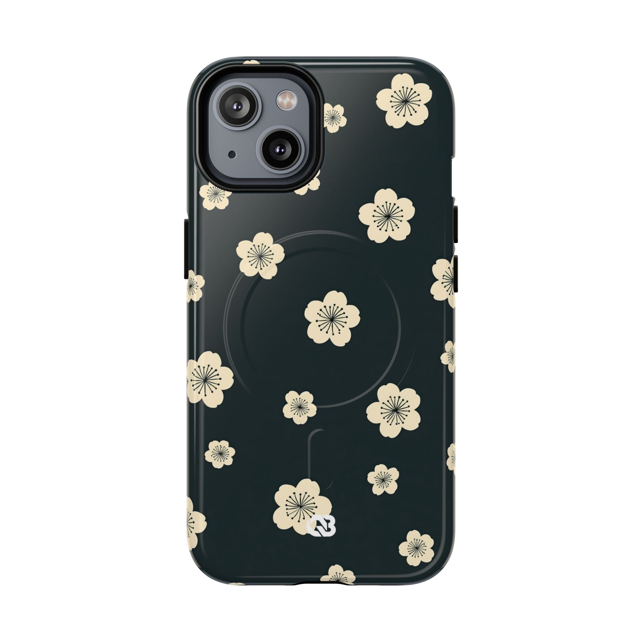 Teal Tough 2.0 Magsafe Phone Case for iPhone - Obsidian Cream Petals