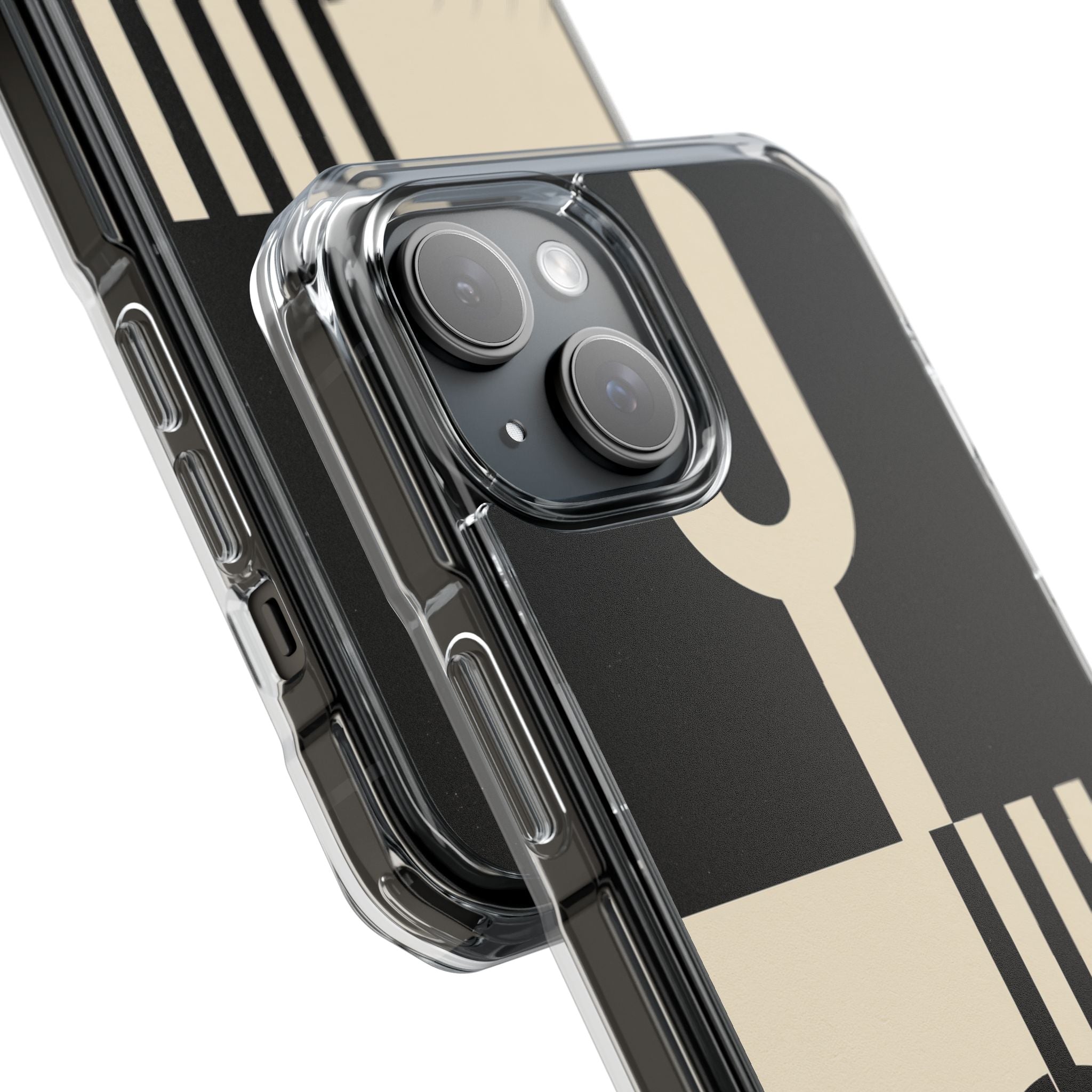 Black Impact MagSafe Phone Case for iPhone - Ivory Signal Grid