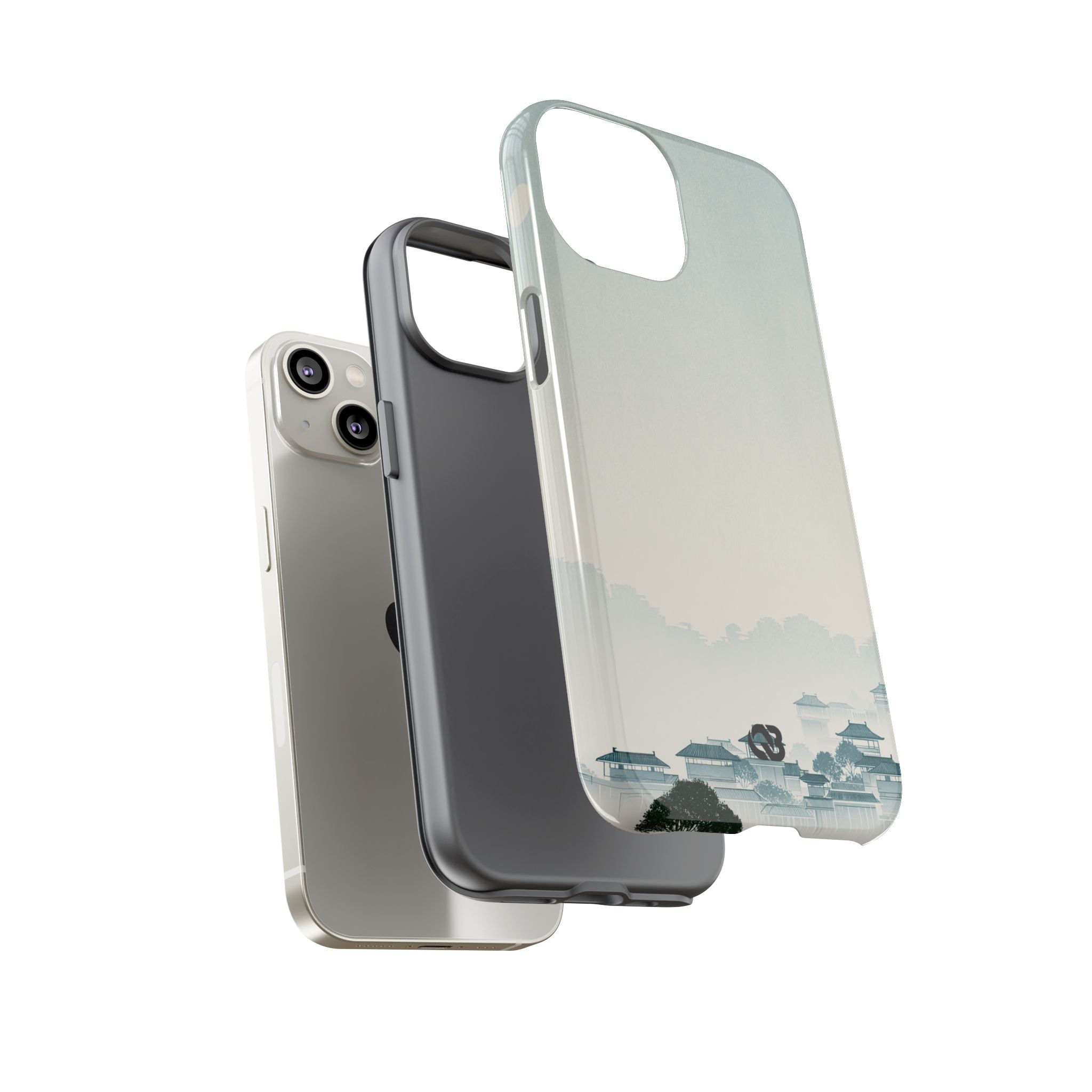 Blue Tough Phone Case for iPhone - Mist Valley Pagoda