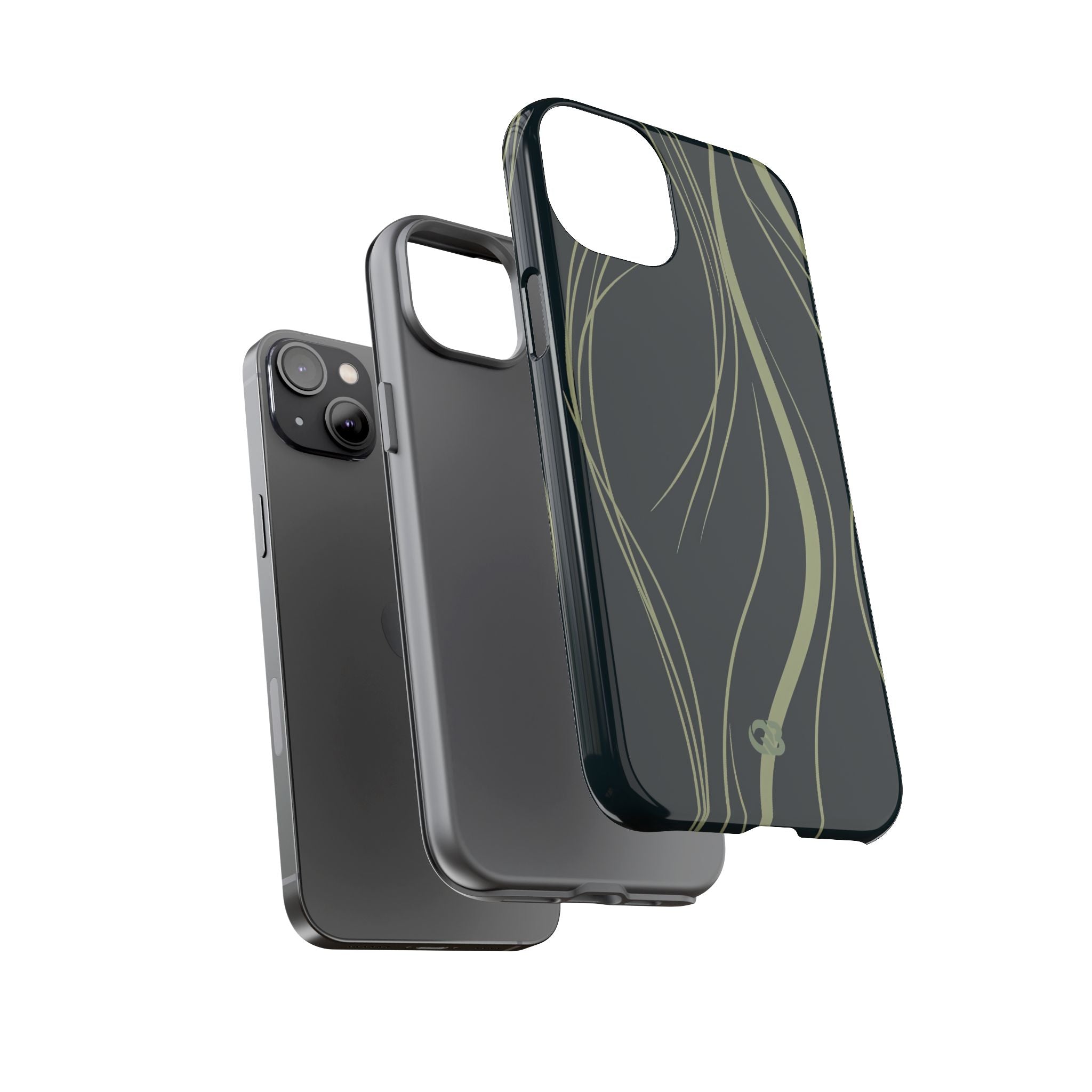 Green Tough Phone Case for iPhone - Obsidian Sage Flow