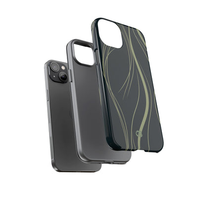 Green Tough Phone Case for iPhone - Obsidian Sage Flow
