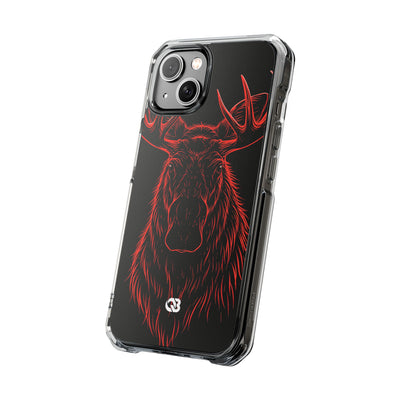 Nordic Moose Contour · Clear Impact Magnetic Phone Case for iPhone ·  Red
