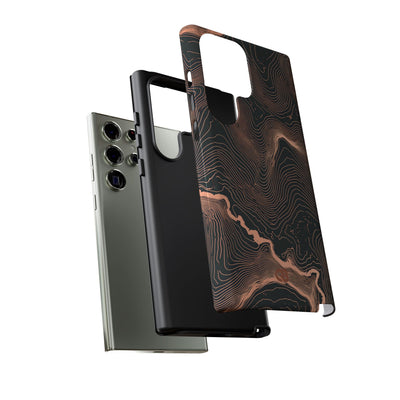 Orange Tough Phone Case for Samsung - Salmon Ridge Topo