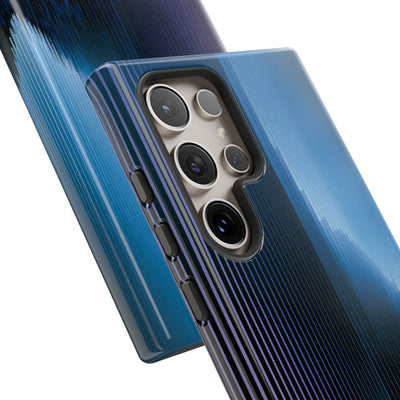 Blue Tough Phone Case for Samsung - Indigo Distortion Wave
