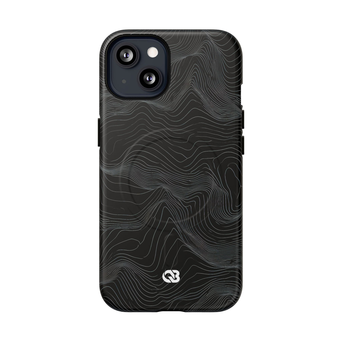 Black Tough 2.0 Magnetic Phone Case for iPhone - Obsidian Topo Wireframe