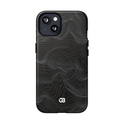 Black Tough 2.0 Magnetic Phone Case for iPhone - Obsidian Topo Wireframe