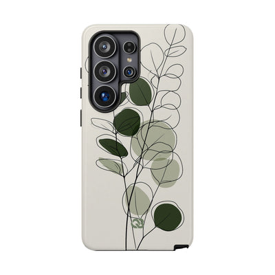 Green Tough Phone Case for Samsung - Muted Eucalyptus Sketch
