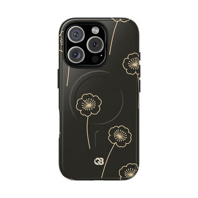 Black Tough 2.0 Magsafe Phone Case for iPhone - Obsidian Sand Petals