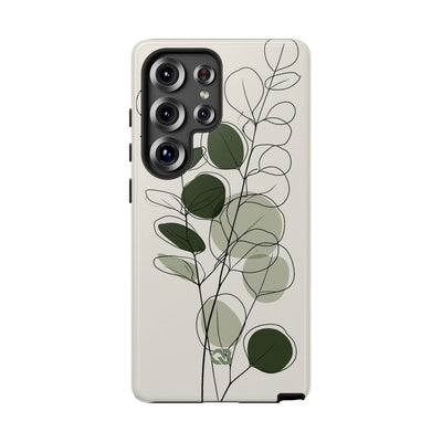 Green Tough Phone Case for Samsung - Muted Eucalyptus Sketch