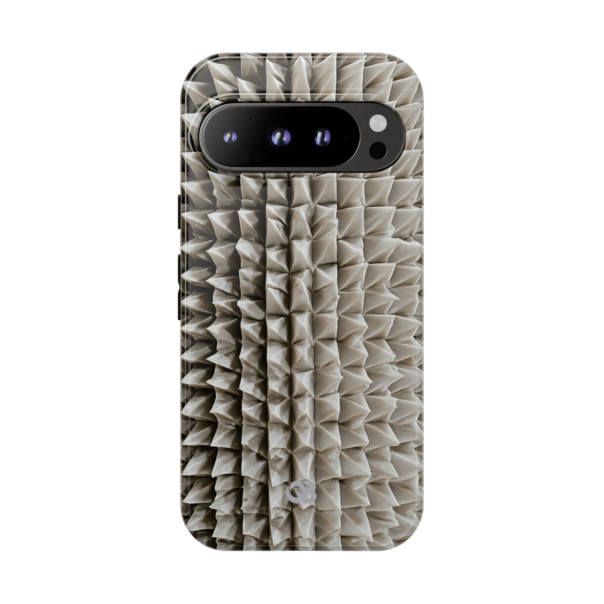 Beige Tough Phone Case for Google Pixel - Bone Spiked Grid
