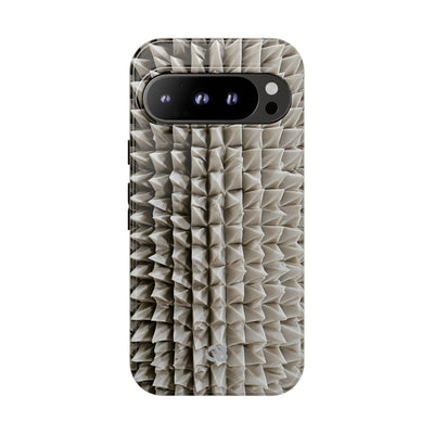 Beige Tough Phone Case for Google Pixel - Bone Spiked Grid