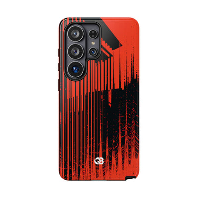 Red Tough Phone Case for Samsung - Crimson Brutalist Distortion