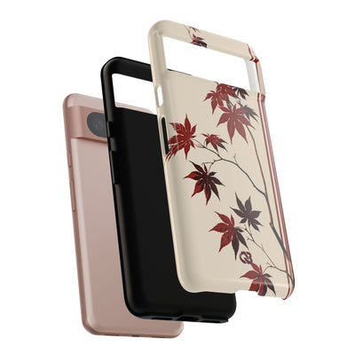 Red Tough Phone Case for Google Pixel - Crimson Momiji Stripe