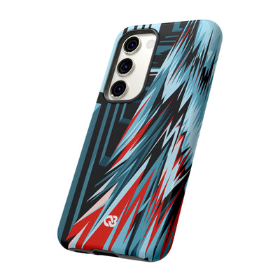 Blue Tough Phone Case for Samsung - Glitch Peak Cyan